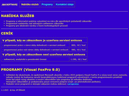 tvorba software šitého na míru (především informační systémy z oblasti účetnictví, řízení technologických procesů, správa bytového fondu, programy pro společenství vlastníků jednotek bytů a garáží, software pro správu hřbitovů a krematoria), dále správa počítačových sítí, softwarově - analytická a poradenská činnost.