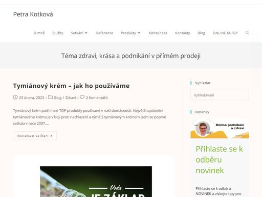 téma zdraví, krása a podnikání v přímém prodeji