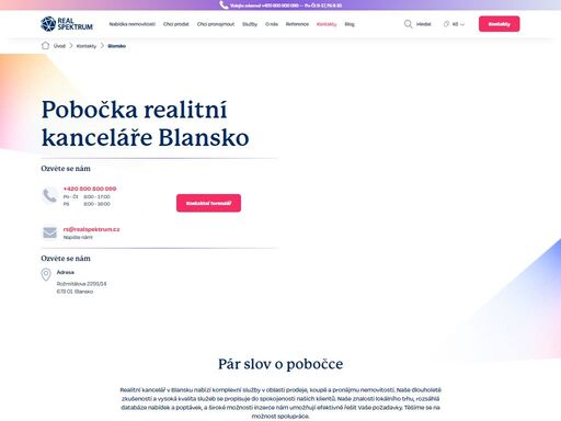 navštivte naši moderní pobočku realitní kanceláře v blansku. ?nabízíme profesionální služby s přátelským personálem. ??kontaktujte nás ještě dnes.