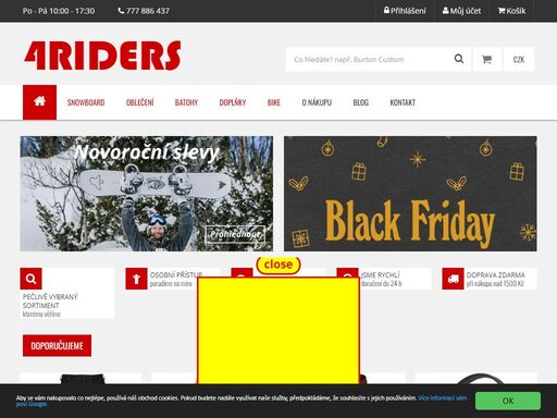 4riders je specializovaný snowboard shop s pečlivě vybraným sortimentem. zakládáme si na odbornosti, osobním přístupu a rychlosti.