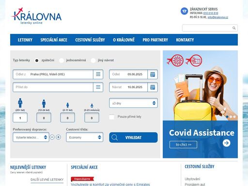 nejlevnější letenky online. skvělé ceny, speciální akce na letenky. k rezervaci letenky dárek. nakupujte levné letenky na kralovna.cz a cestujte bez starostí.