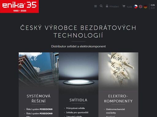 český výrobce bezdrátových technologii a prodejce elektro komponent včetně osvětlení. již 30 let na trhu. rozšiřující se distribuční síť po celé evropě. řízení osvětlení a stínění, měření spotřeby energie. chytrá řešení, která přináší úsporu.