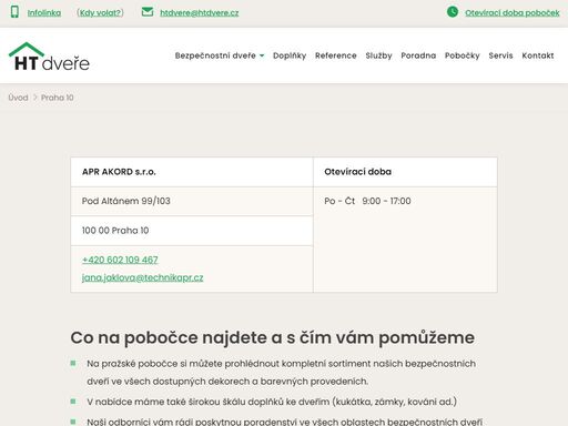 bezpečnostní, protipožární a protihlukové dveře do bytů a rodinných domů v praze dodává naše pobočka.