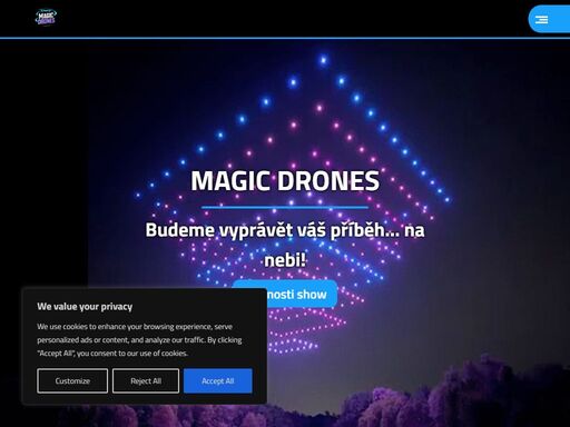 světelný dron, dron show, magic drones, dronová show naše společnost magic drones, s.r.o. je první v čr a sr s vlastní flotilou světelných dronů