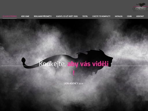 hlavní stránka - lion agency, reklamní agentura, tisk od velkoformátových bannerů až po vizitky a drobné reklamní předměty