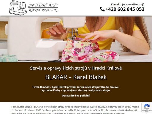 firma blakar - karel blažek provádí servis šicích strojů v hradci králové, východní čechy - opravujeme všechny druhy šicích strojů.