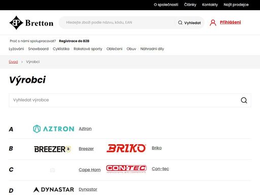 výhradní dovozce a distributor sportovních značek pro čr
