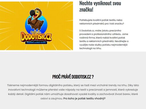 potisk triček, mikin a všeho textilu digitální formou