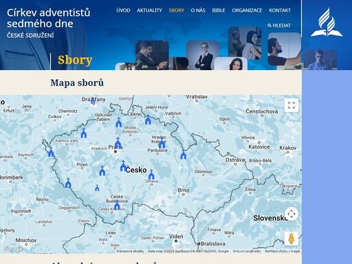 mapa sborů abecední seznam sborů