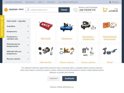 kompresory, levné kompresory, nářadí, náhradní díly, jablonec nad nisou, e-shop