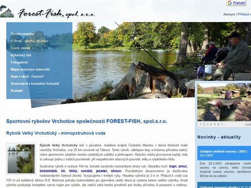 sportovní rybolov forest-fish,s.r.o. rybník velký vrchotický s mimopstruhovou vodou a pilský rybník se pstruhovou vodou. vody zarybněny rozmanitými druhy ryb s nadstandardní velikostí. součástí areálu jsou ubytovací a stravovací služby.