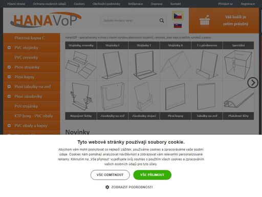 stojánky,stojánky lité,visačky,jmenovky,plastové lišty,pvc,plexi,plexisklo,plasty,spotřební,materiál,plastové,stojánky plastové,laminování,lepení,hana,hanavop,výrobní a obchodní podnik,obaly,kapsy,laminátory,skartace,tabule,lišty hana, nový jičín - výroba z plastů a plexiskla. česká výroba, nízké ceny, rychlé dodání – 95% zboží skladem. dárek pro všechny.