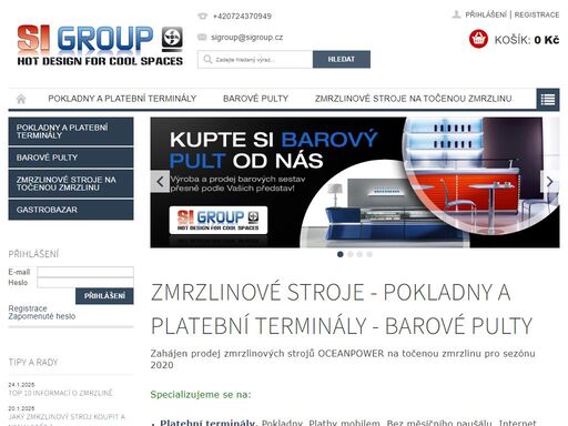 platební terminály - prodej a servis | barové pulty do restaurace - výroba a prodej |zmrzlinové stroje – oceanpower, prodej a servis