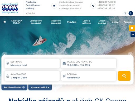 ck ocean prachatice, český krumlov, vodňany. zájezdy k moři, pro seniory i děti, lázně, wellness, poznávací zájezdy evropa, amerika, usa, aljaška, yukon, kanada. last first minute.