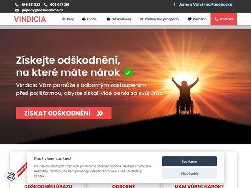vindicia vám pomůže s odborným zastoupením
před pojišťovnou, abyste získali více peněz za svůj úraz.