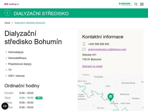 hemodialýza hemodiafiltrace prázdninové dialýzy tv wifi / internet