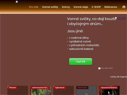 vonné svíčky od od českého výrobce manufaktura galerie radost. 
vyráběné z přírodních materiálů, ručně a s láskou.  kvalitní vonné svíčky gr original - voňavá radost. svíčky, co dají kouzlo i obyčejným dnům...