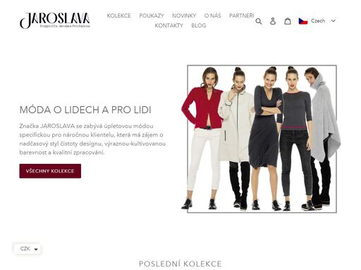 značka jaroslava se zabývá úpletovou módou specifickou pro náročnou klientelu, která má zájem o nadčasový styl čistoty designu, výraznou-kultivovanou barevnost a kvalitní zpracování.