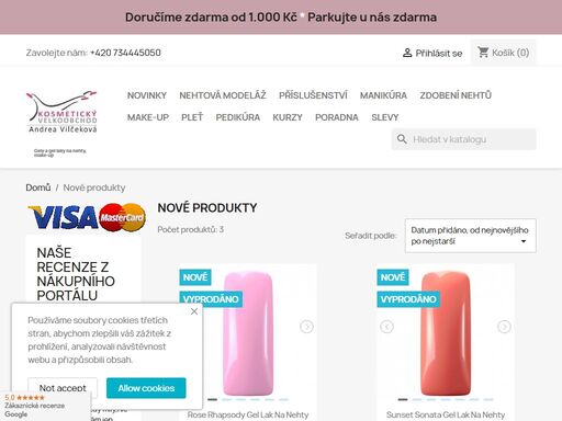 gely na nehty, barevné gel laky a pilníky pro nehtovou modeláž. make-up, řasenky, rtěnky, tvářenky pro denní a večerní makeup.
