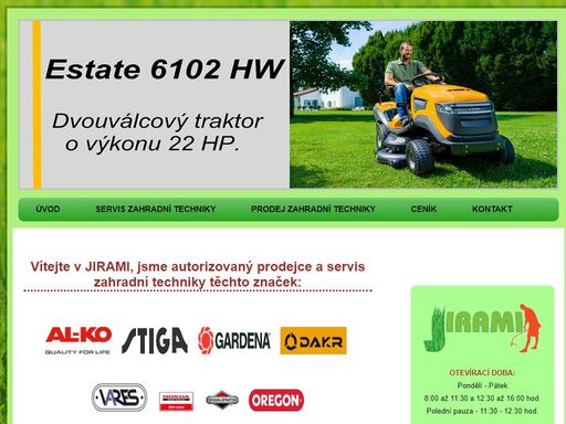 jsme autorizovaný prodejce a servis zahradní techniky značek: al-ko, stiga, gardena, mcculloch, v-garden, weibang, dakr, mtd, cub cadet, elpumps, riwall a scheppach.