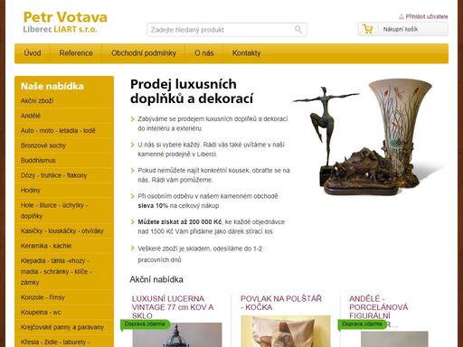 prodáváme luxusní dekorativní předměty do interieru i exteriéru, jako jsou např. luxusní obrazy, sochy z bronzu a porcelán, zrcadla a žardiniéry - liart s.r.o.