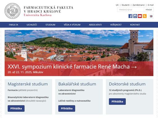 studium farmacie a laboratorní diagnostiky ve zdravotnictví na ?? prestižní univerzitě karlově. magisterské, bakalářské a doktorské studium. centrum vědeckého výzkumu.
