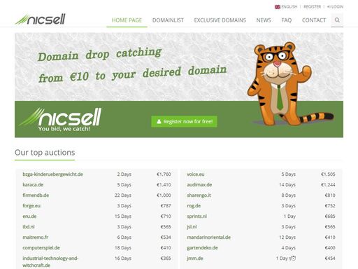 easily & quickly from 10 € to your desired domains with nicsell. simple payment with paypal. free registration. no risk.