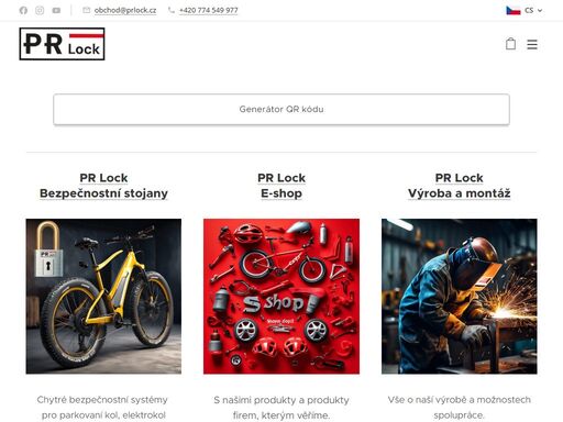 vyberte si: bezpečnostní stojany na kola a elektrokola pr lock, náš e-shop s příslušenstvím nebo zakázkovou výrobu z oceli dle vašich požadavků.