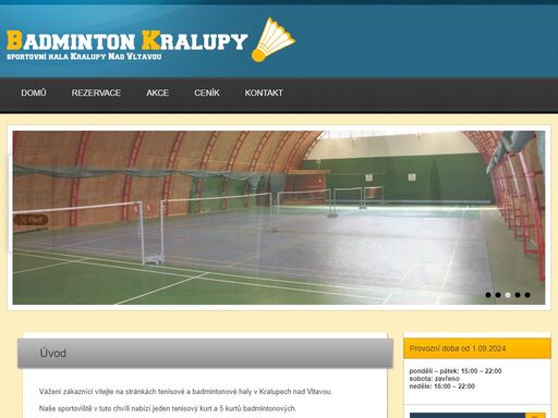pronájem badmintonových kurtů v kralupech nad vltavou