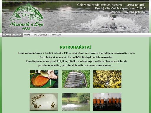 celoroční prodej tržních pstruhů – ryba na gril prodej vánočních kaprů, amurů, línů prodej krmiv pro pstruhy