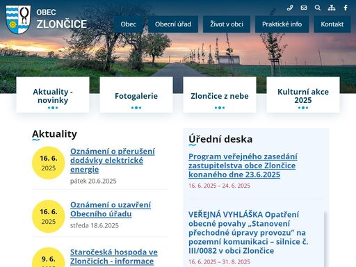 oficiální stránky obce zlončice