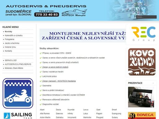 závodní tým, autoservis a pneuservis sudoměřice, opravy a servis lodí a lodních motorů