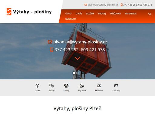 stavební výtahy nákladní, osobonákladní, závěsné lávky, pracovní plošiny, stavební vrátky, shozy na suť plzeň