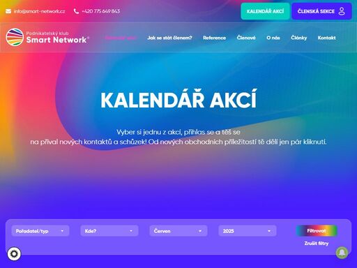 smart network je podnikatelský networkingový klub, kde
			tvoříme nové podnikatelské přiležitosti a navazujeme nové kontakty. 