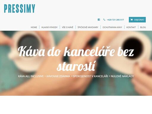 čerstvá káva bez starostí s kávovarem? to je v pressimy samozřejmost. kávovar vám vybereme, zdarma zapůjčíme a postaráme se o jeho servis i údržbu.