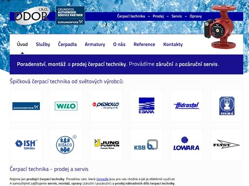 provádíme záruční a pozáruční servis, poradenství, montáž a prodej čerpací techniky.