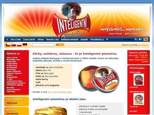 plastelina.cz - inteligentní plastelína je vhodná jako antistres a relax, vděčné dárky, originální reklamní předměty, thinking putty. internetový obchod, e-shop. 