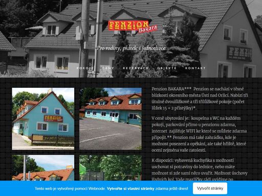 penzion bakara*** penzion se nachází v těsné blízkosti okresního města ústí nad orlicí. nabízí tři útulné dvoulůžkové a tři třílůžkové pokoje (počet lůžek 15 + 2 přistýlky)*.