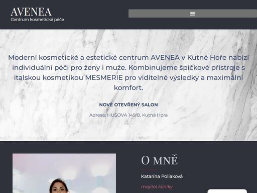 moderní kosmetické a estetické centrum avenea v kutné hoře nabízí individuální péči pro ženy i muže. kombinujeme špičkové přístroje s italskou kosmetikou mesmerie pro viditelné výsledky a maximální komfort.