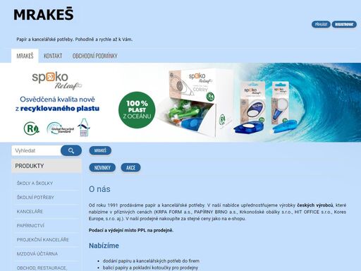 provozujeme e-shop s kancelářskými potřebami, školními potřebami a papírnickým zbožím.