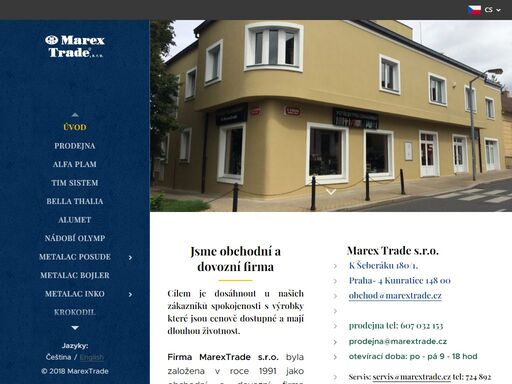 firma marextrade s.r.o. byla založena v roce 1991 jako obchodní a dovozní firma zabývající se importem a distribucí výrobků do obchodních řetězců, velkoobchodů a kamenných obchodů. marex trade dováží smaltované nádobí, plastové výrobky, krby, kamna, grily