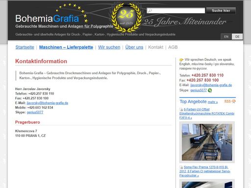 bohemia-grafia – gebrauchte druckmaschinen und anlagen für polygraphie, druck-, papier-, karton-, hygienische produkte und verpackungsindustrie.