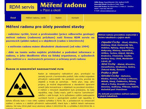 nabídka měření radonu a radonový průzkum, přehledné informace o radonu.měření radonu na pozemcích a v objektech - plzeň a okolí, praha, západní a střední čechy