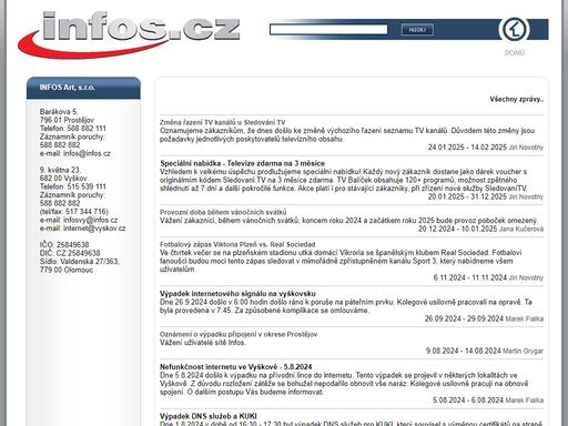 infos art, s.r.o. (prostějov, vyškov. kroměříž) připojení k internetu, počítače, sítě, informační kiosky