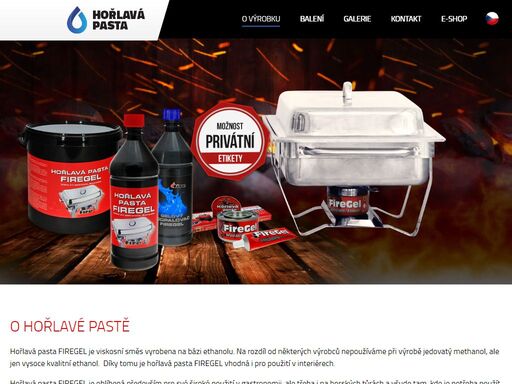 hořlavá pasta (hořící pasta), gelový podpalovač (podpalovací gel), firegel.  výroba, prodej, velkoobchod.