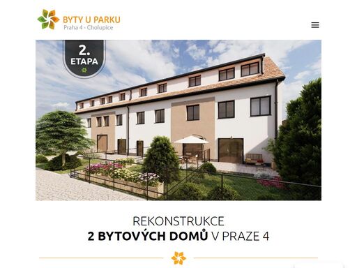 nové byty u parku v cholupicích. bydlení blízko u prahy, bydlení v krásné přírodě. rekonstrukce dvou nových domů kde najdete 15 bytů.