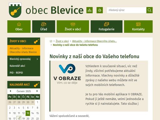 oficiální stránky obce blevice