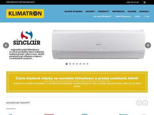 klimatron provádí prodej klimatizací a jejich montáž. klimatizace - sinclair, lg, panasonic, daikin, toshiba po celé české republice