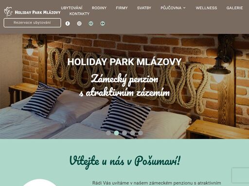 užijte si pohodovou dovolenou na šumavě a v pošumaví. nabízíme ubytování v prostorných apartmánech a studiích s venkovní terasou, venkovní i vnitřní prostory pro svatby, akce, oslavy a školení. poznejte krásy zámku mlázovy.