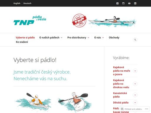 jsme tradiční český výrobce. nenecháme vás na suchu. kajaková pádla na moře a jezera kajaková pádla na divokou vodu   kanoistická pádla dětská pádla pádla na kayak fishing sup pádla ostatní pádla a vesla příslušenství